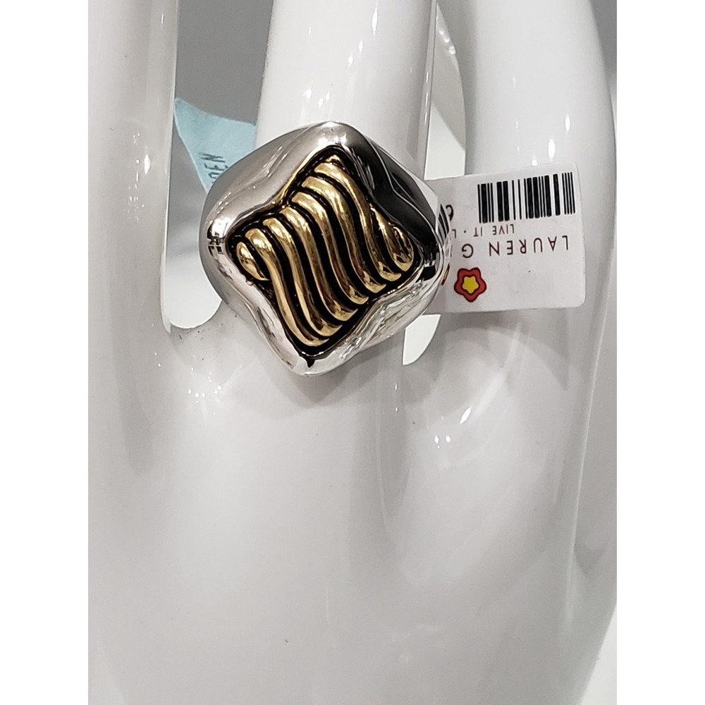 NEW LAUREN G ADAMS SIZE 7 Ring Star Ribbed Design 2-Tone Electroplate Astrology